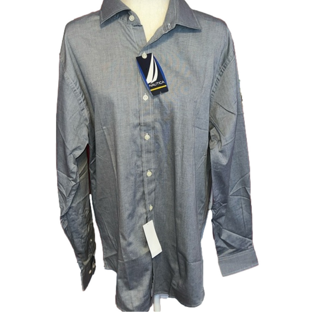 NWT Nautica Men’s Long Sleeve Cotton Dress Shirt 16 1/2